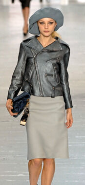 Louis Vuitton Metallic Grey Lambskin Moto Fall 2007 Jacket – Size FR 40 (US 8)